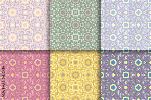 Seamless geometric background. Colored set abstract patterns.