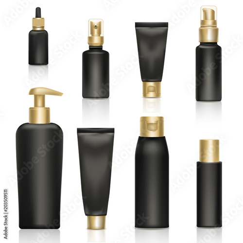 Cosmetic cream realistic template product package gold vector 3d mock up diamond advertising illustration.