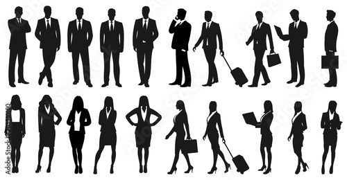 Set of businesspeople silhouettes. Businessmen and businesswomen