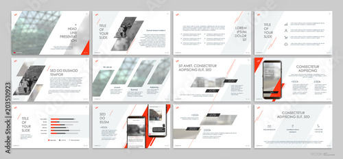 Red color presentation templates elements on a white background. Vector infographics. Use in Presentation, flyer and leaflet, corporate report, marketing, advertising, annual report, banner