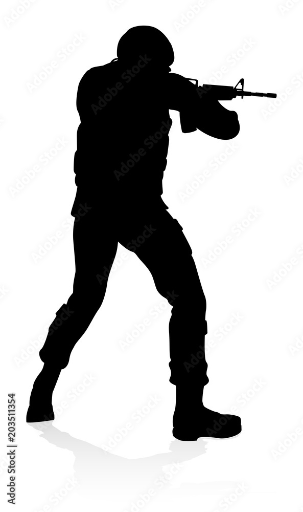 Soldier Military Detailed Silhouette Soldier Military Detailed Silhouette
