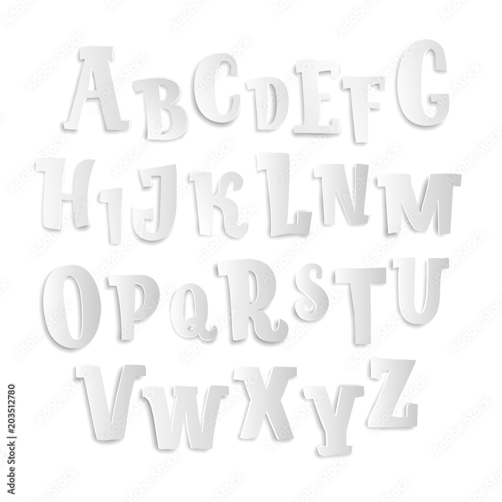 Vector Latin alphabet made of cut-out paper letters Vector Latin alphabet made of cut-out paper letters