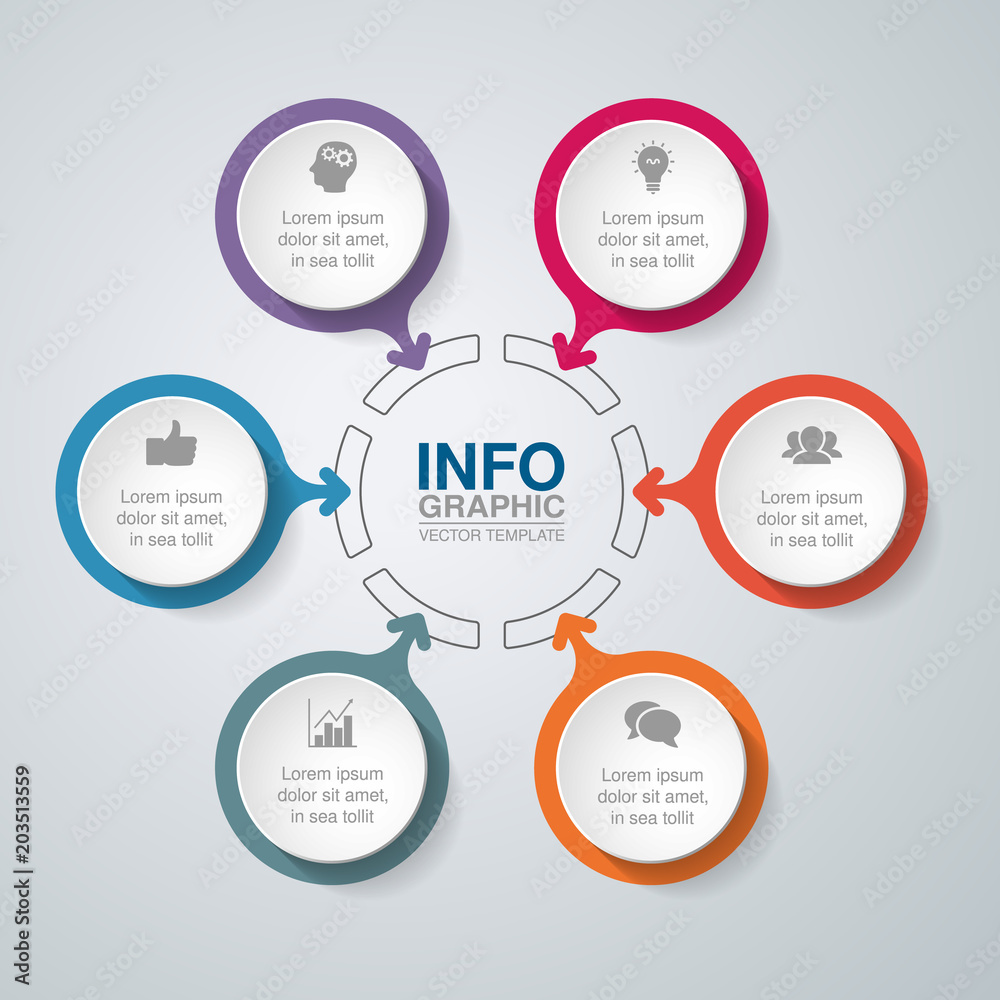 Vector infographic template for diagram, graph, presentation, chart, business concept with 6 options. Vector infographic template for diagram, graph, presentation, chart, business concept with 6 options.