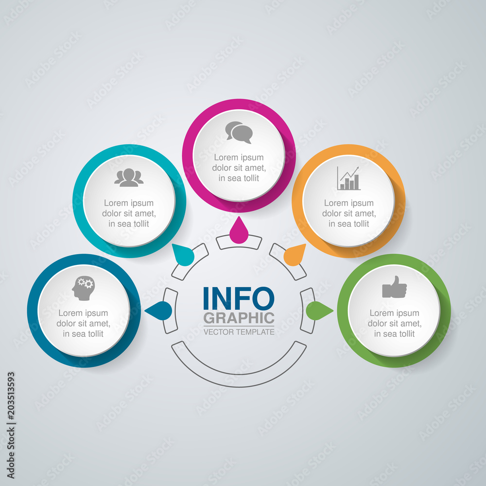 Vector infographic template for diagram, graph, presentation, chart, business concept with 5 options.