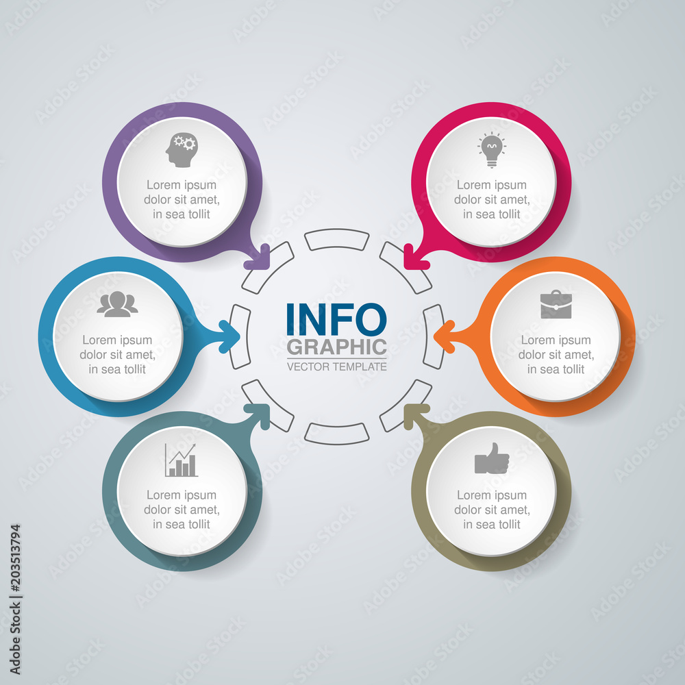 Vector infographic template for diagram, graph, presentation, chart, business concept with 6 options. Vector infographic template for diagram, graph, presentation, chart, business concept with 6 options.