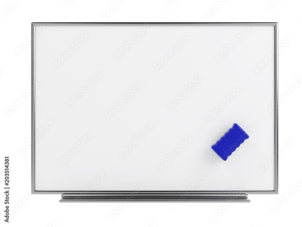 Empty whiteboard (magnetic board) isolated on white. Mockup template - 3D rendering Empty whiteboard (magnetic board) isolated on white. Mockup template - 3D rendering