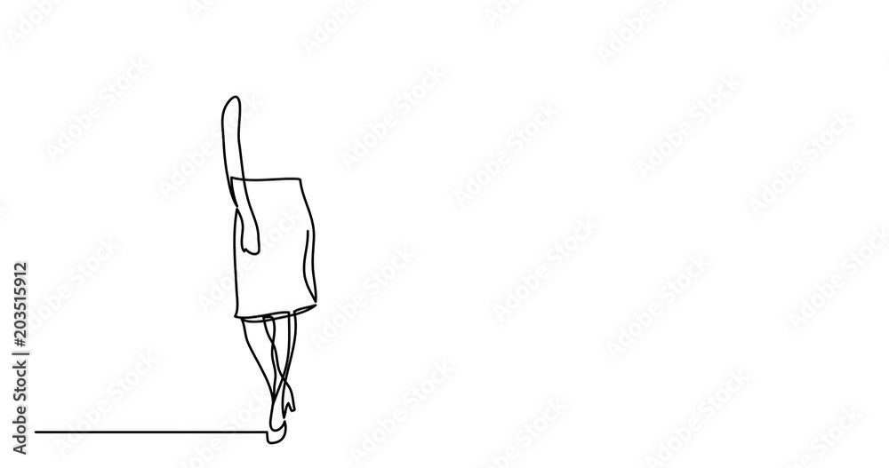 Self drawing animation of continuous line drawing of standing woman Self drawing animation of continuous line drawing of standing woman