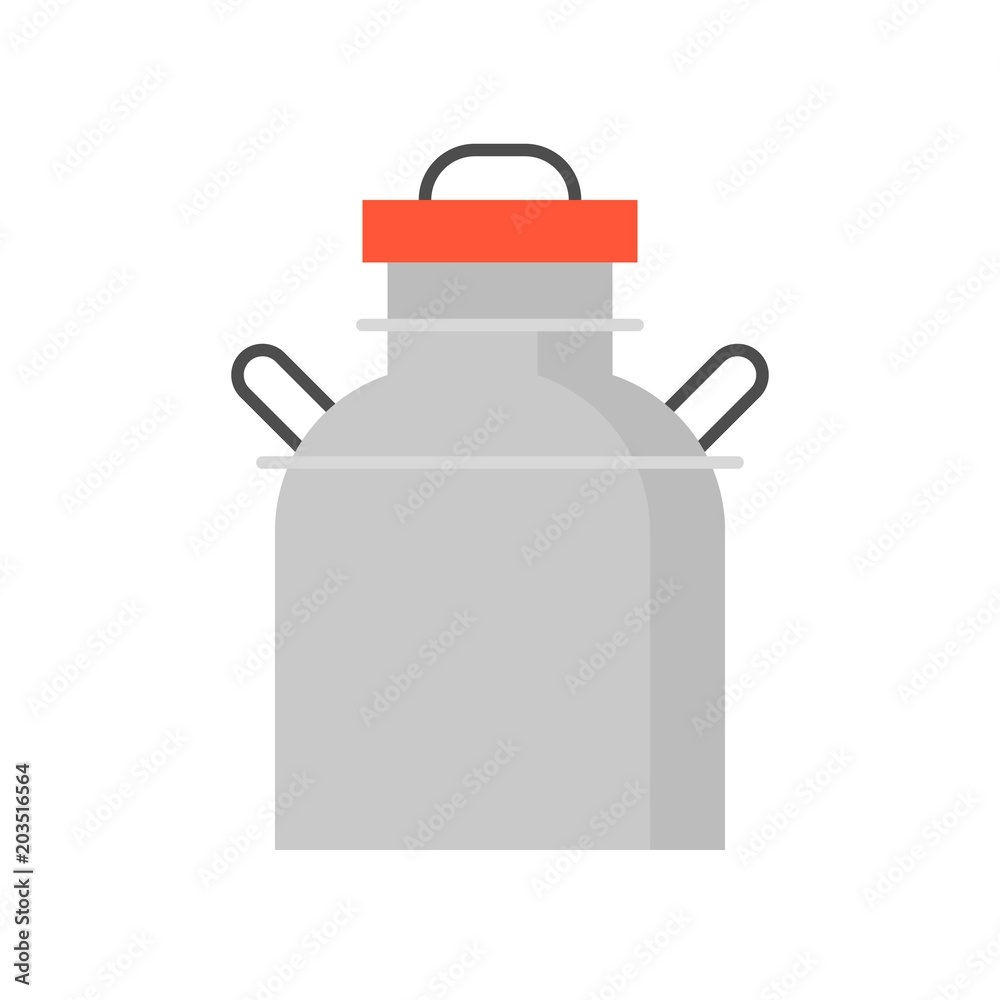 Metal milk tank, flat icon Metal milk tank, flat icon