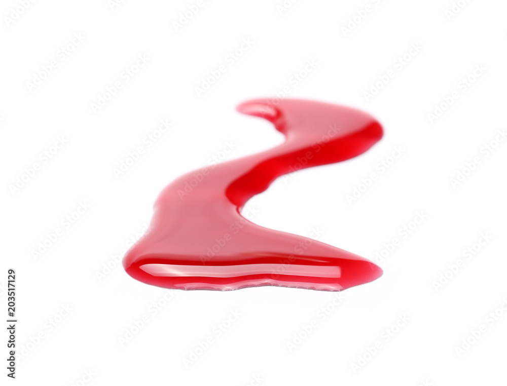 Red, currant juice puddle isolated on white background, clipping path Red, currant juice puddle isolated on white background, clipping path