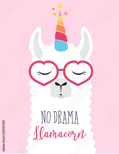 Cute fluffy unicorn llama (alpaca)