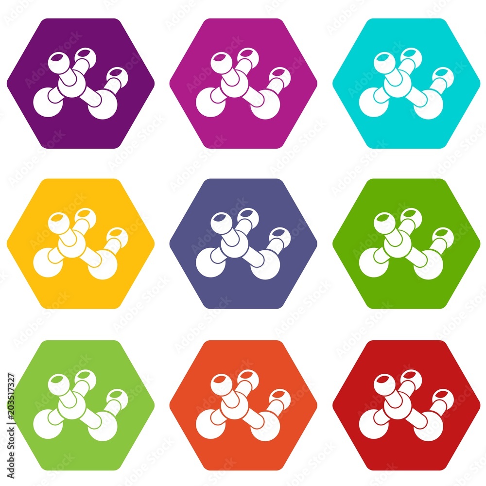 Molecule bio icons 9 set coloful isolated on white for web Molecule bio icons 9 set coloful isolated on white for web