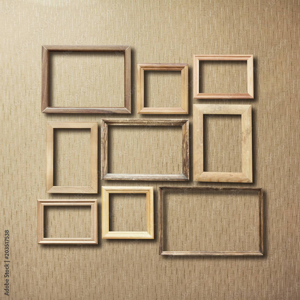 Fototapeta premium old photo frames on retro wallpaper