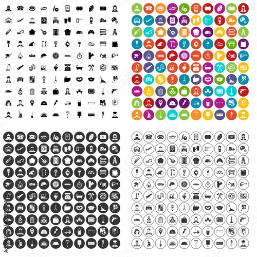 100 working professions icons set vector in 4 variant for any web design isolated on white