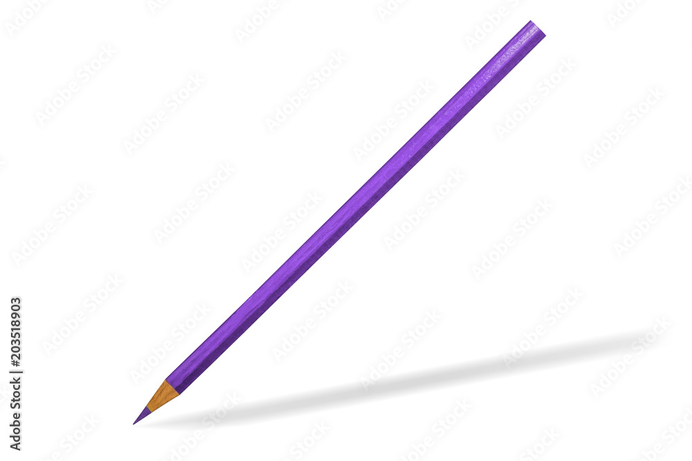 Blue wooden sharpened pencil on white background. Isolated.