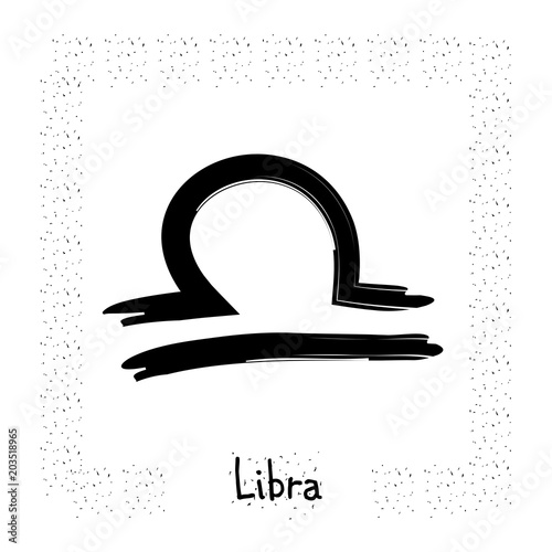 libra vector zodiac sign, hand drawn with ink brushs