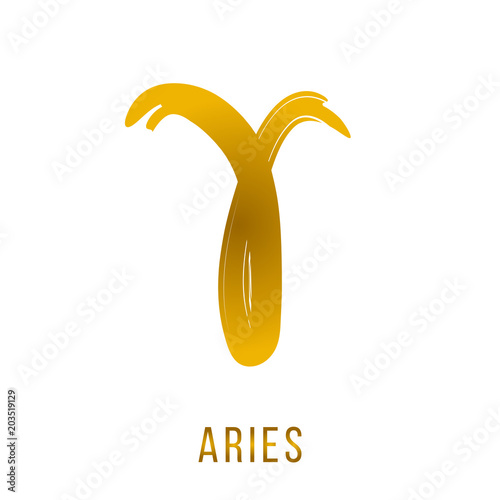 aries vector zodiac sign, hand drawn with ink brush