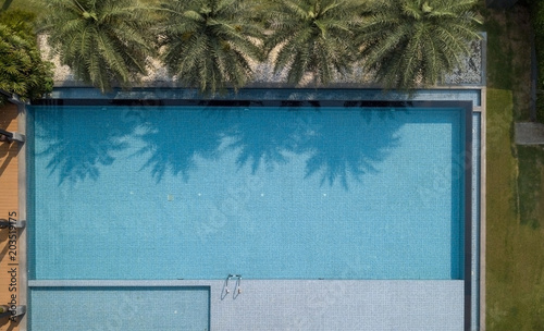 aerial shot of swimming pool