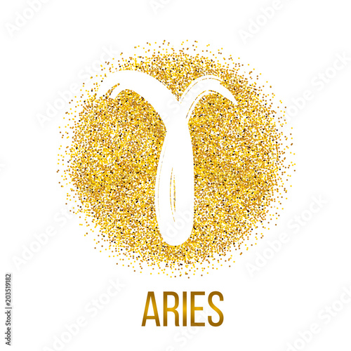 aries golden shine vector zodiac sign