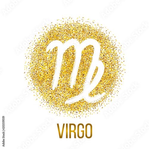 virgo gold glitter vector zodiac sign
