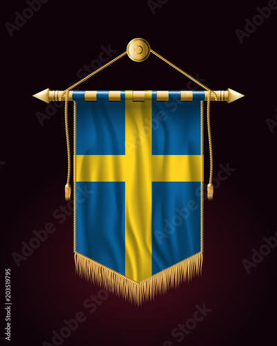 Flag of Sweden. Festive Vertical Banner. Wall Hangings