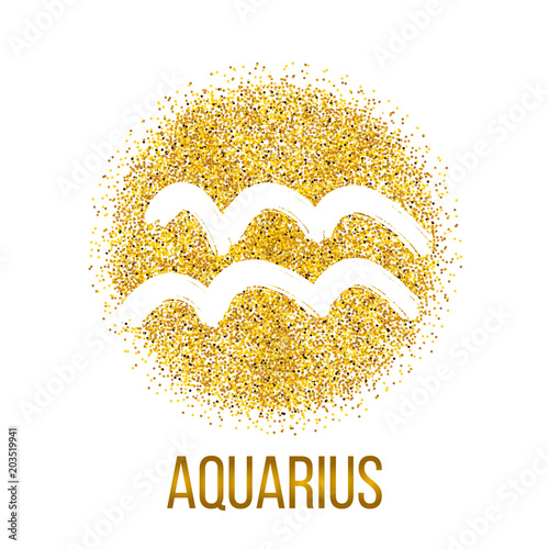 aquarius gold glitter vector zodiac sign