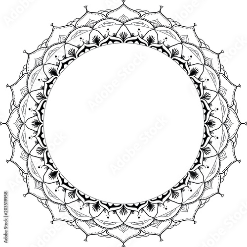 Mandala circle frame hand drawn