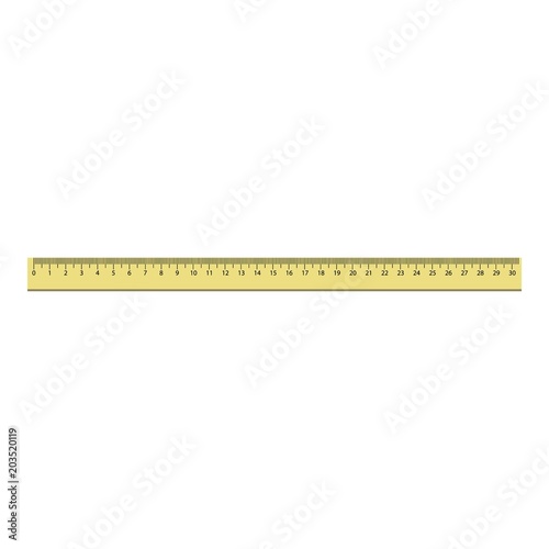 30 cm plastic ruler icon. Realistic illustration of 30 cm plastic ruler vector icon for web design isolated on white background