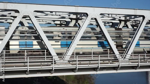 Train moving along the bridge