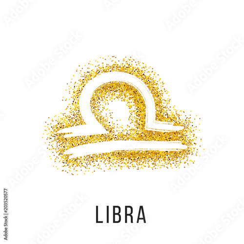 libra gold glitter vector zodiac sign