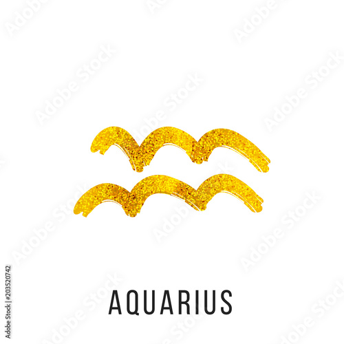 aquarius gold glitter vector zodiac sign