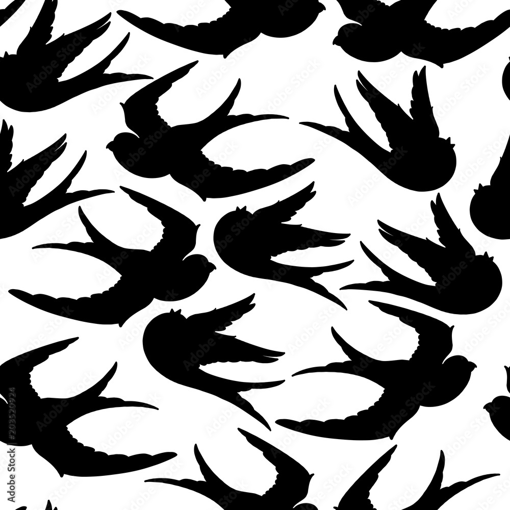 Graphic silhouettes of flying birds Graphic silhouettes of flying birds