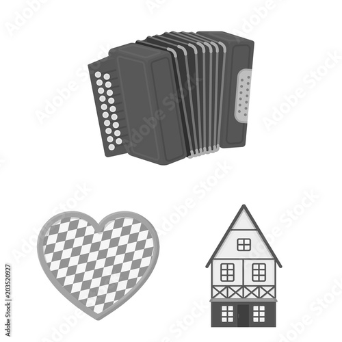 October festival in Munich monochrome icons in set collection for design.Tradition and fun vector symbol stock web illustration.