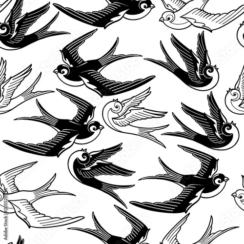 Graphic flying birds