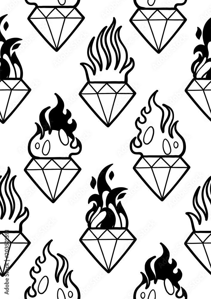 Fototapeta premium Graphic flaming gemstones