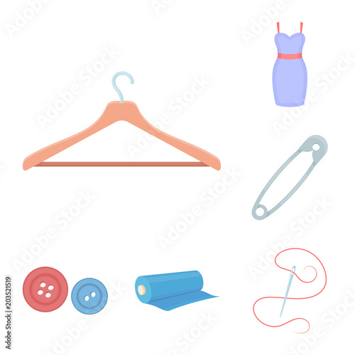 Atelier and sewing cartoon icons in set collection for design. Equipment and tools for sewing vector symbol stock web illustration.