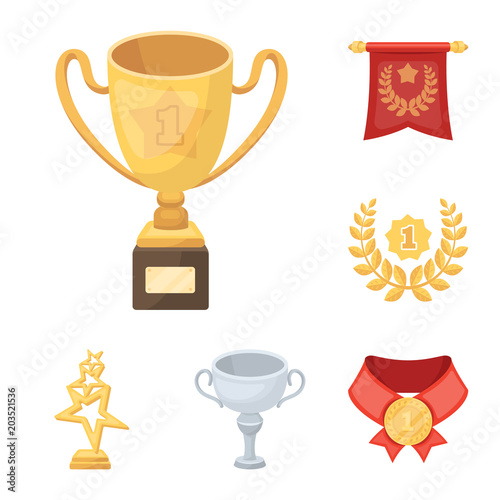 Awards and trophies cartoon icons in set collection for design.Reward and achievement vector symbol stock web illustration.
