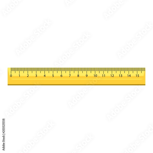 15 cm wood ruler icon. Realistic illustration of 15 cm wood ruler vector icon for web design isolated on white background