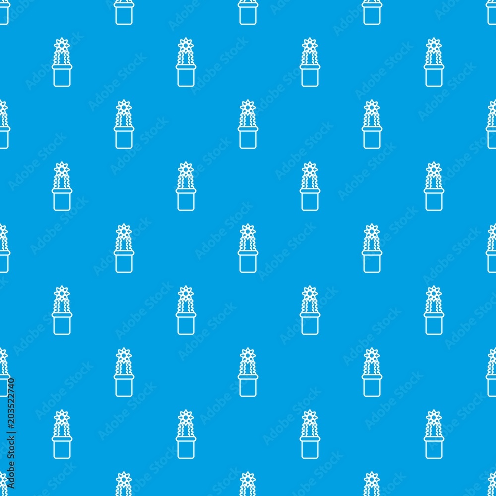 Flower cactus pattern vector seamless blue repeat for any use Flower cactus pattern vector seamless blue repeat for any use