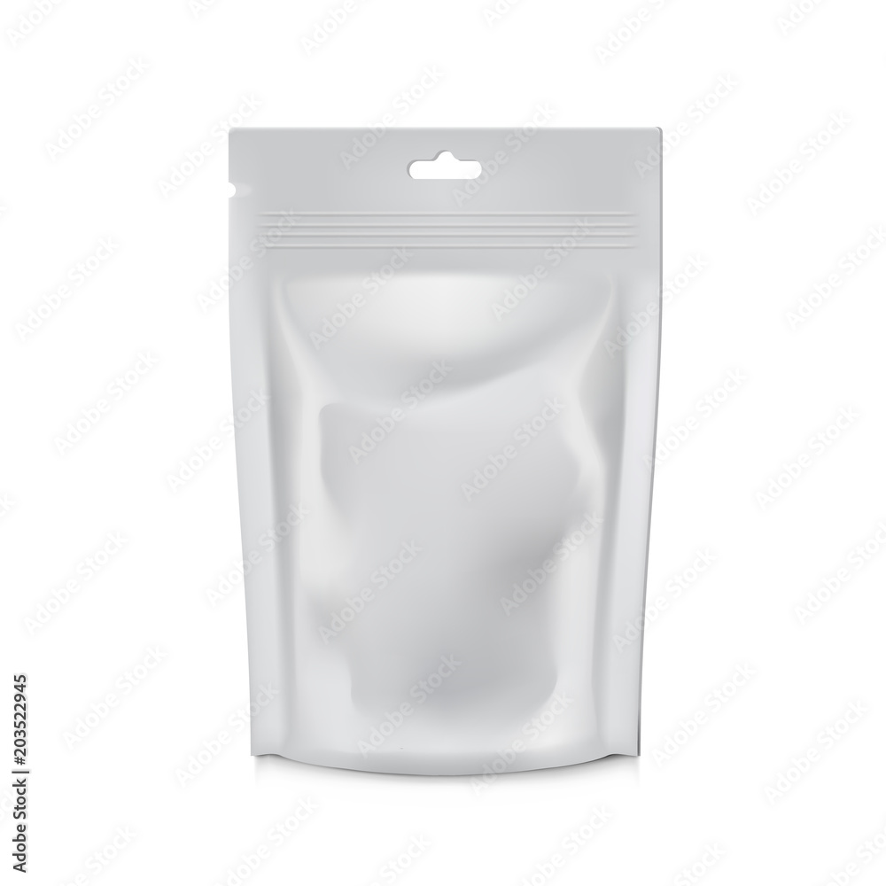 Blank Foil Food Or Drink Bag Packaging. Plastic Pouch Coffee Or Tea Bag  Stock-Vektorgrafik | Adobe Stock