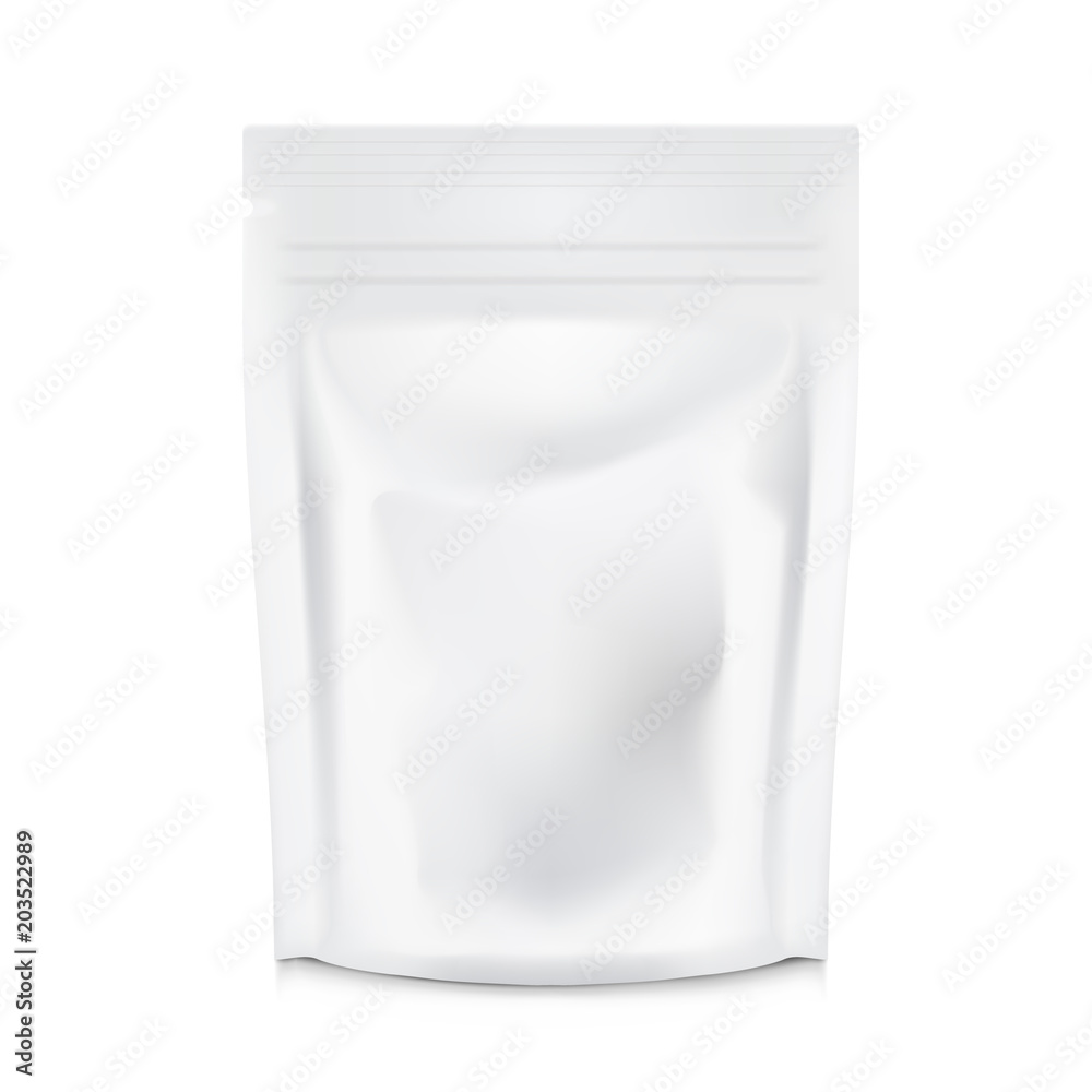 Blank Foil Food Or Drink Bag Packaging. Plastic Pouch Coffee Or Tea Bag  Stock-Vektorgrafik | Adobe Stock