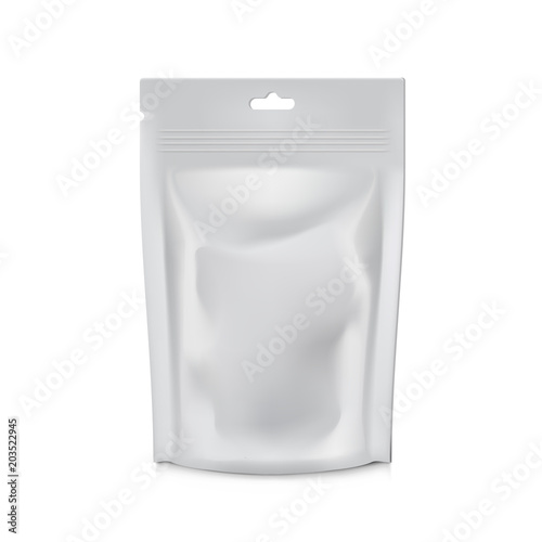 Blank Foil Food Or Drink Bag Packaging. Plastic Pouch Coffee Or Tea Bag