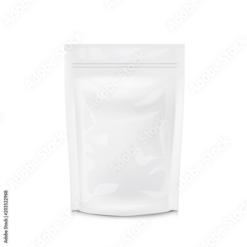 Blank Foil Food Or Drink Bag Packaging. Plastic Pouch Coffee Or Tea Bag