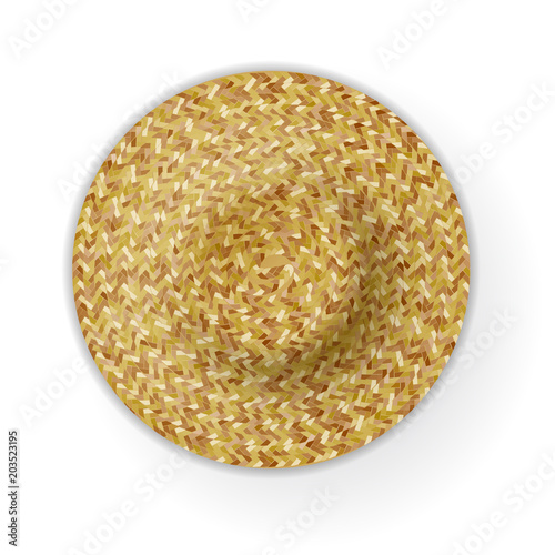 Realistic Summer Braided Hat Top View