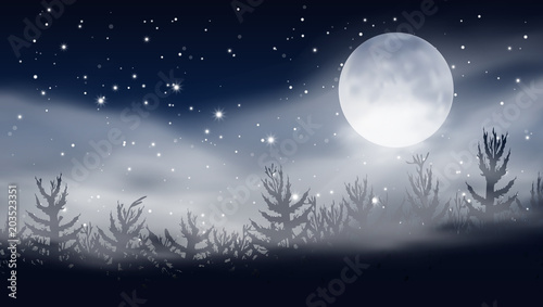 Abstract Stars Cloudy Night Sky With Big Dipper Constellation