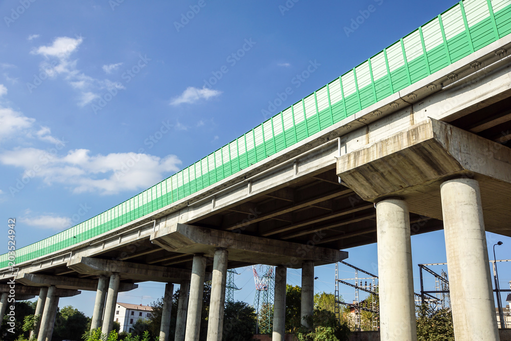 Elevated expressway. The curve of suspension bridge . highway street Elevated expressway. The curve of suspension bridge . highway street