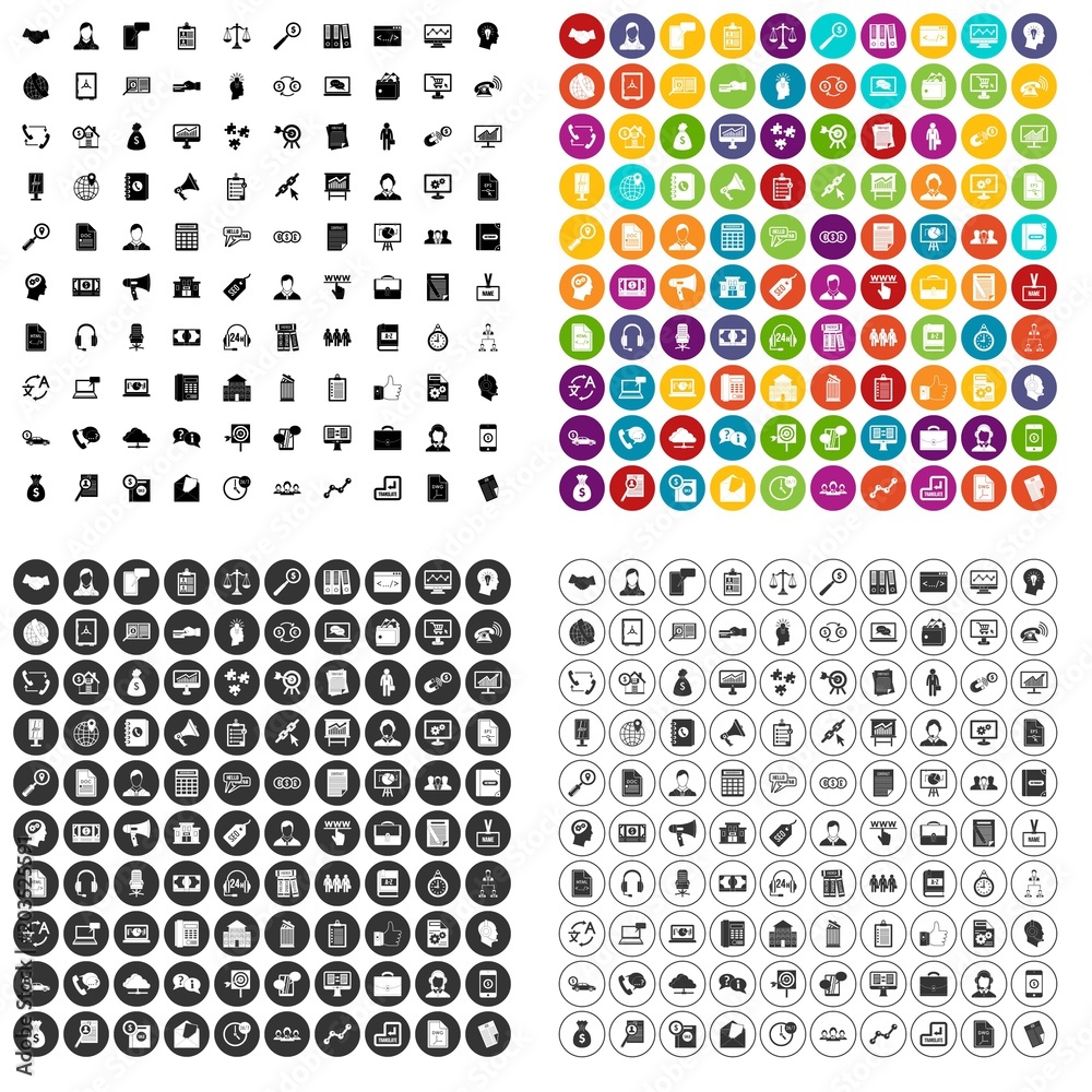 100 business operation icons set vector in 4 variant for any web design isolated on white