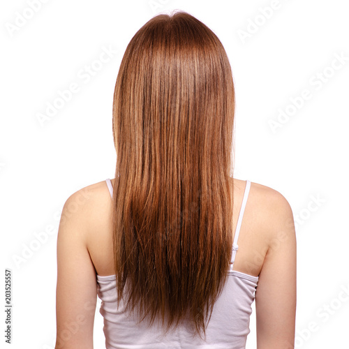 Woman hair straight keratin polish