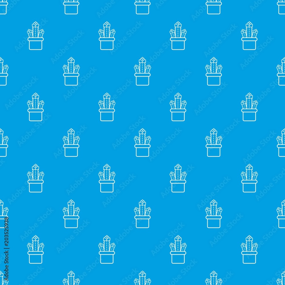 Three cactus pattern vector seamless blue repeat for any use