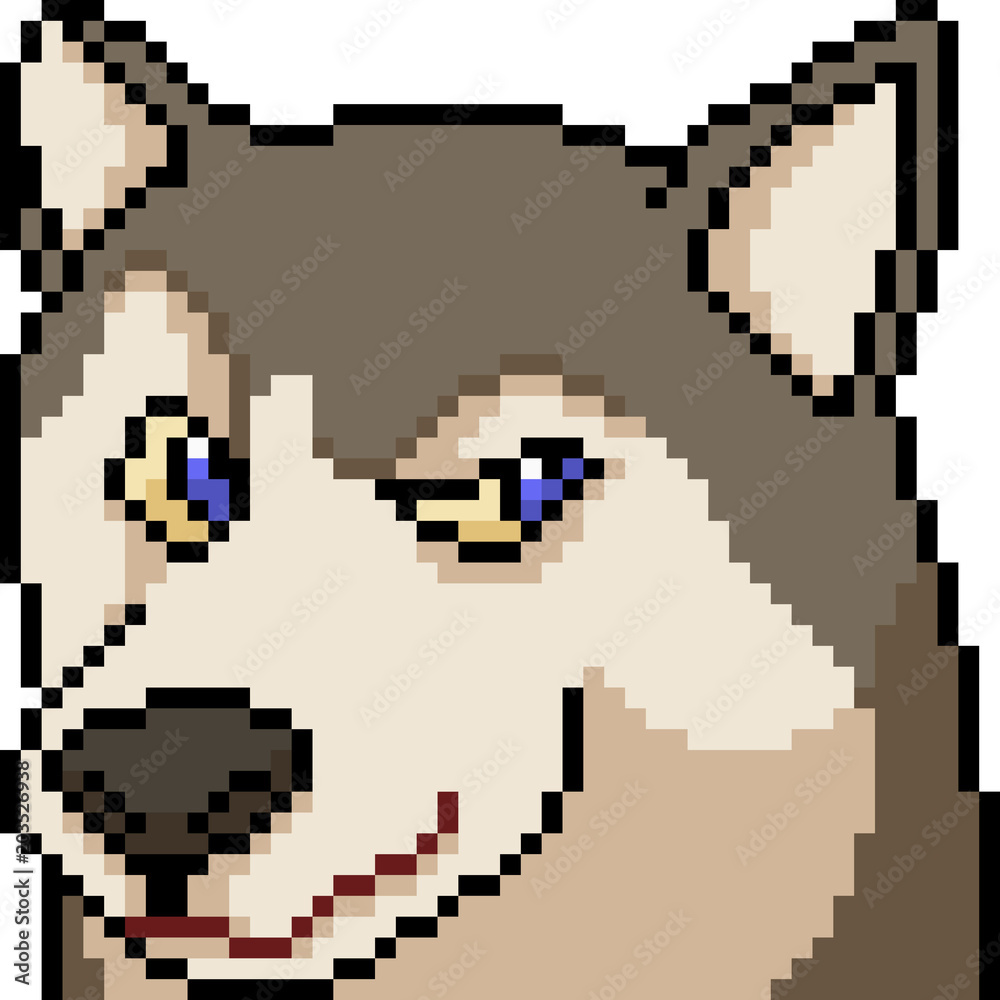 vector pixel art husky face expression vector pixel art husky face expression