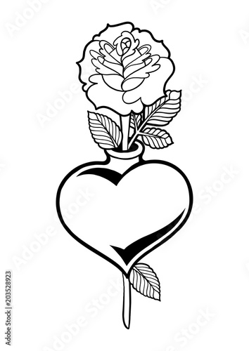 Graphic heart with flower